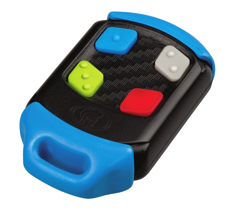 CENTURION NOVA four-button remote control with blue casing and coloured buttons