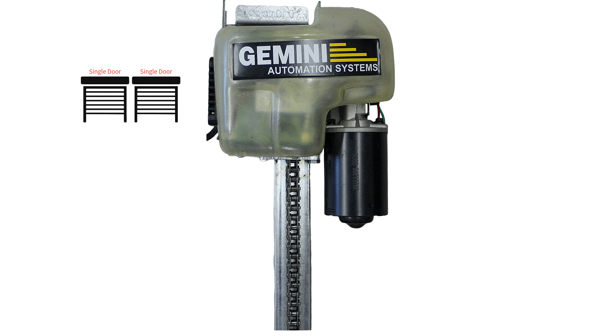 Gemini roll-up motor — two single doors