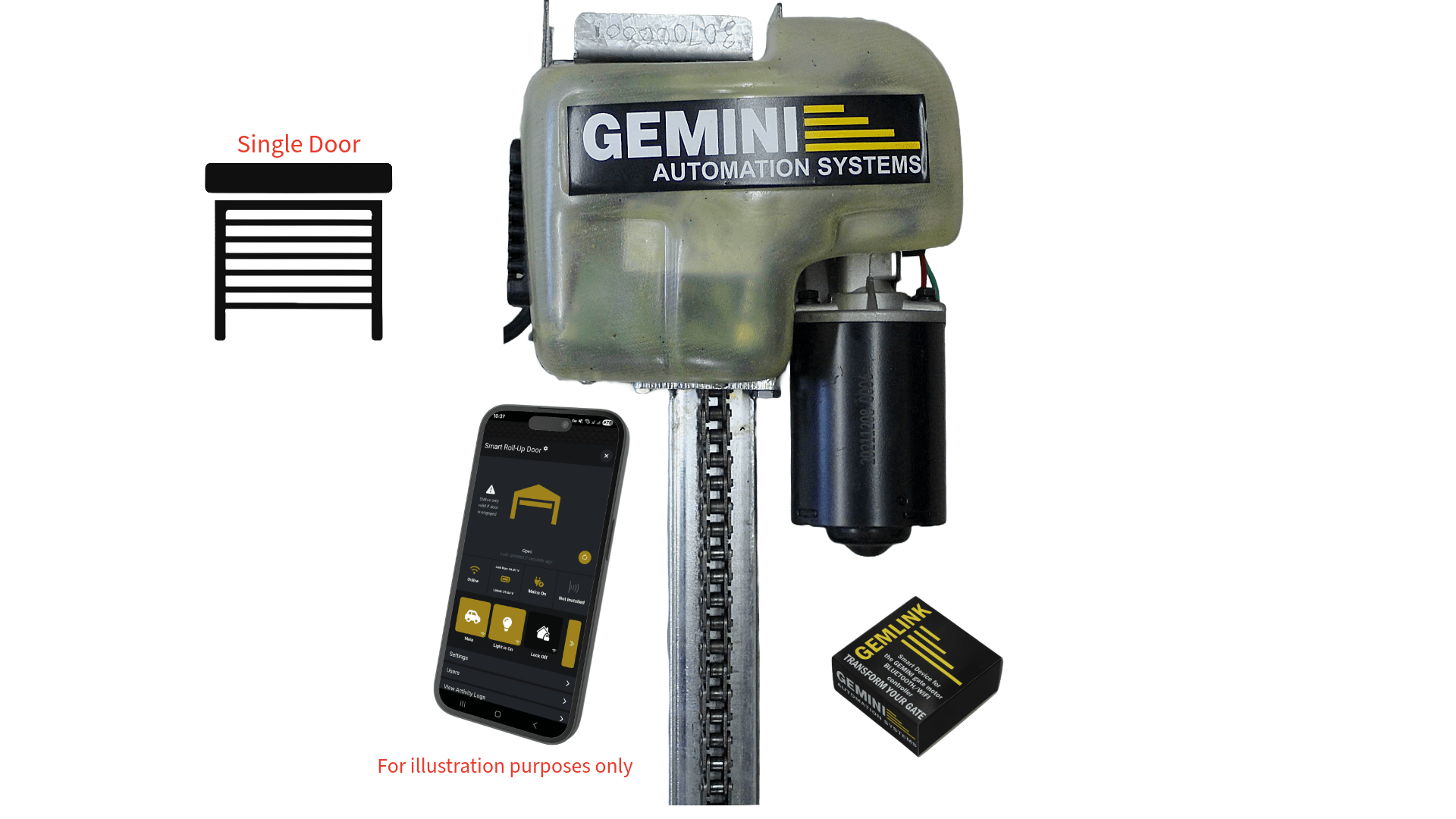 Gemini SMART roll-up motor — single door