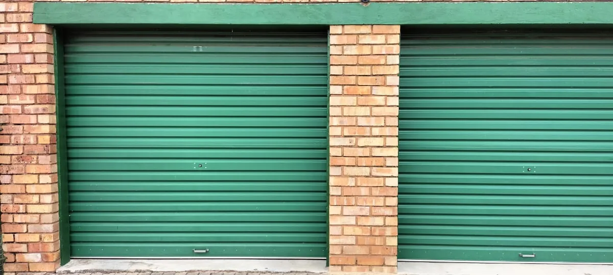 Two residential roll-up garage doors
