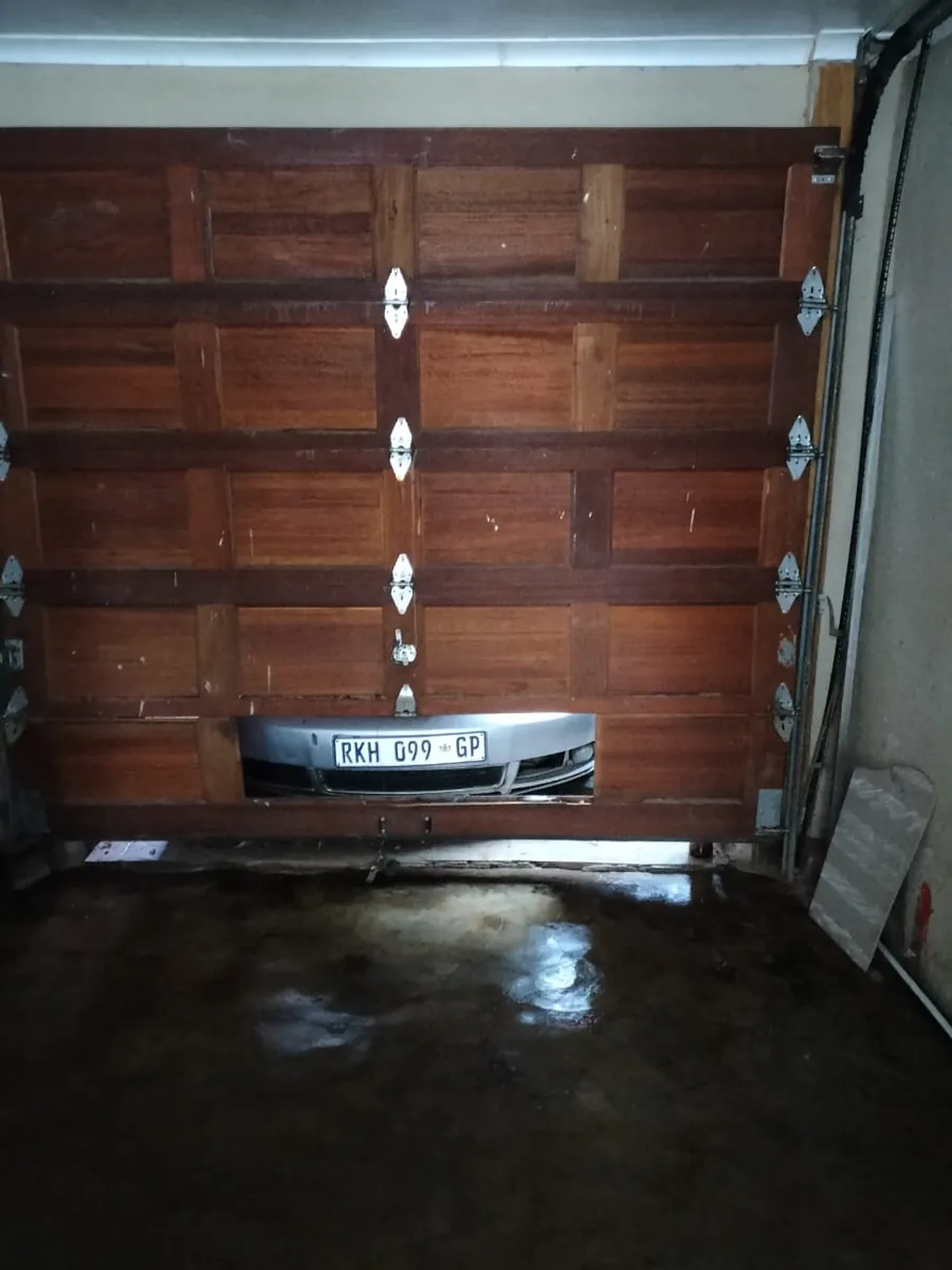 Interior of a wooden sectional garage door