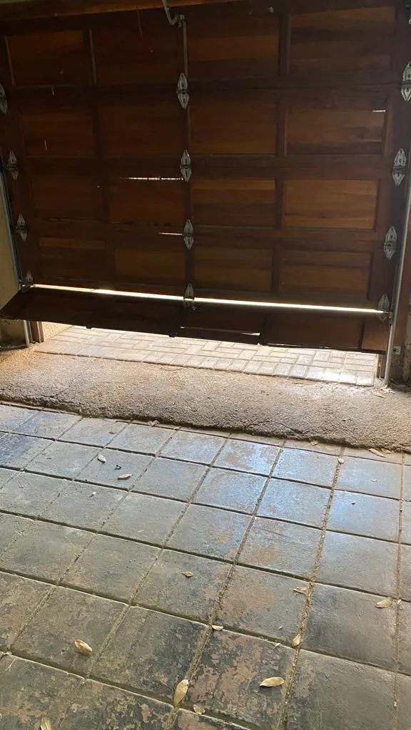 Wooden sectional garage door interior